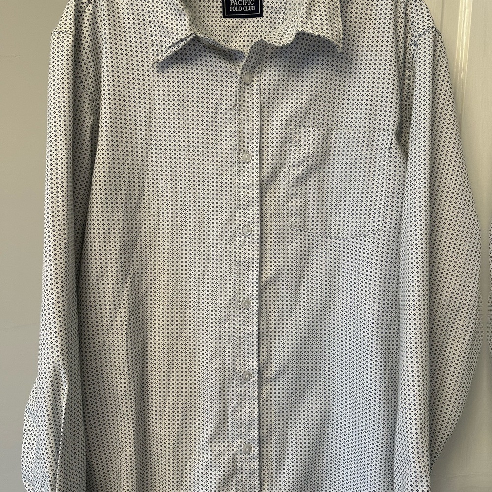 Polo Shirt Mens Size L  Button Up White